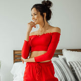 Red Two Piece Set Casual Womens